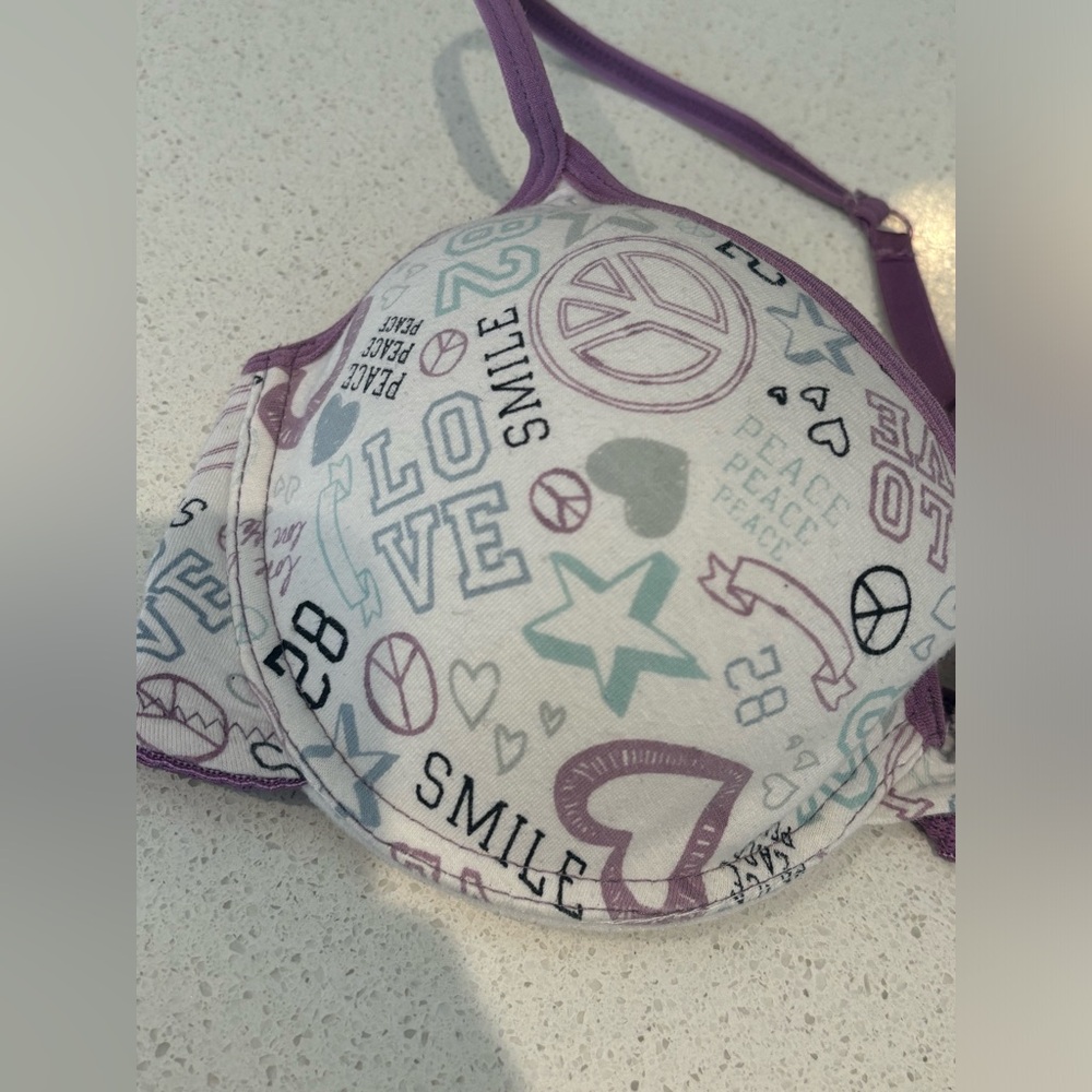 Ardene Purple and White Graphic Bra
